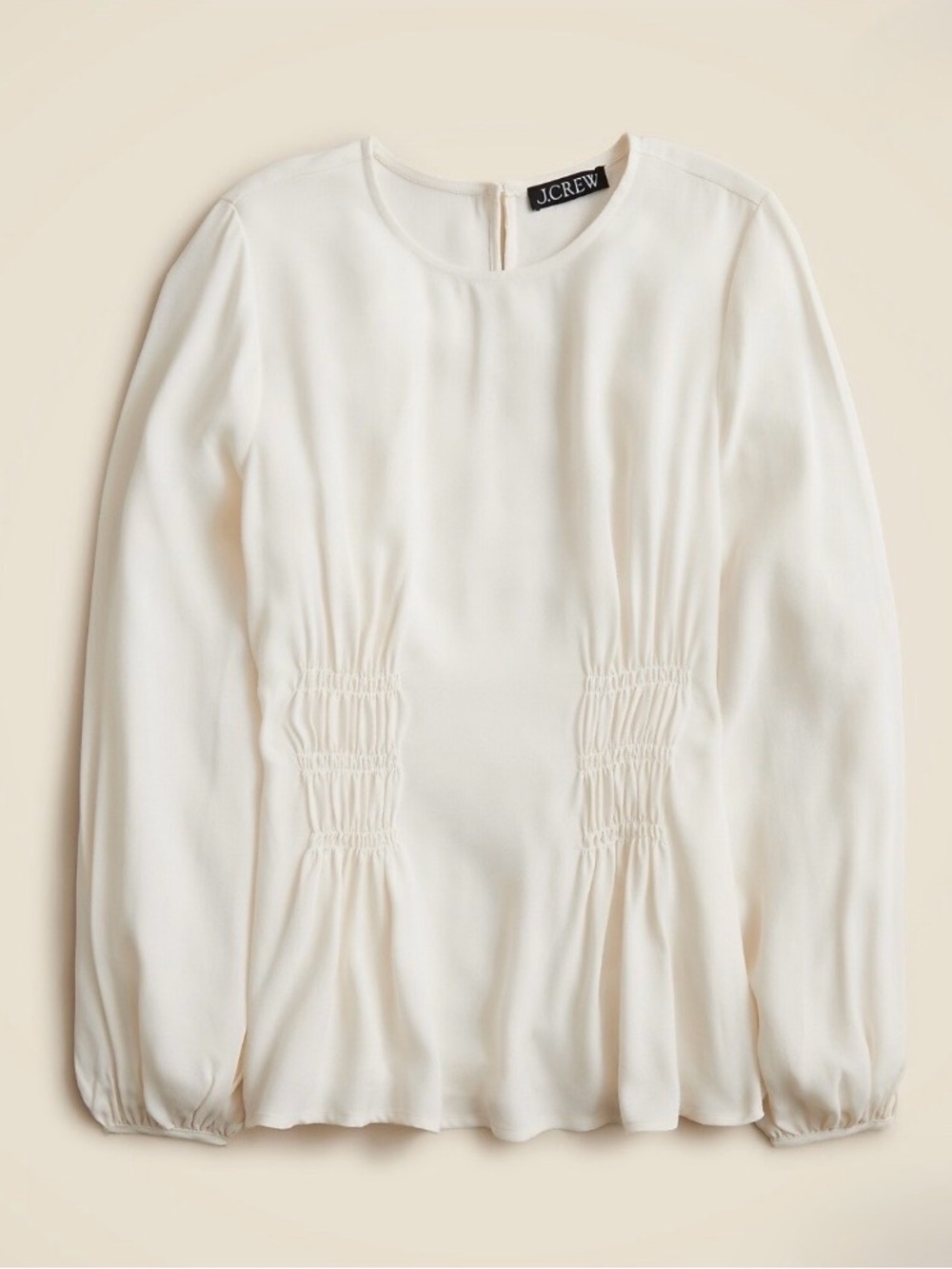 J. Crew Viscose Crepe Shirred Waist Blouse Ivory Size 6